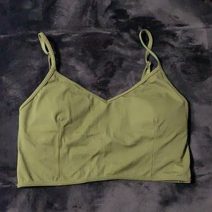 Kortni Jeane Olive Ribbed Cropped V top